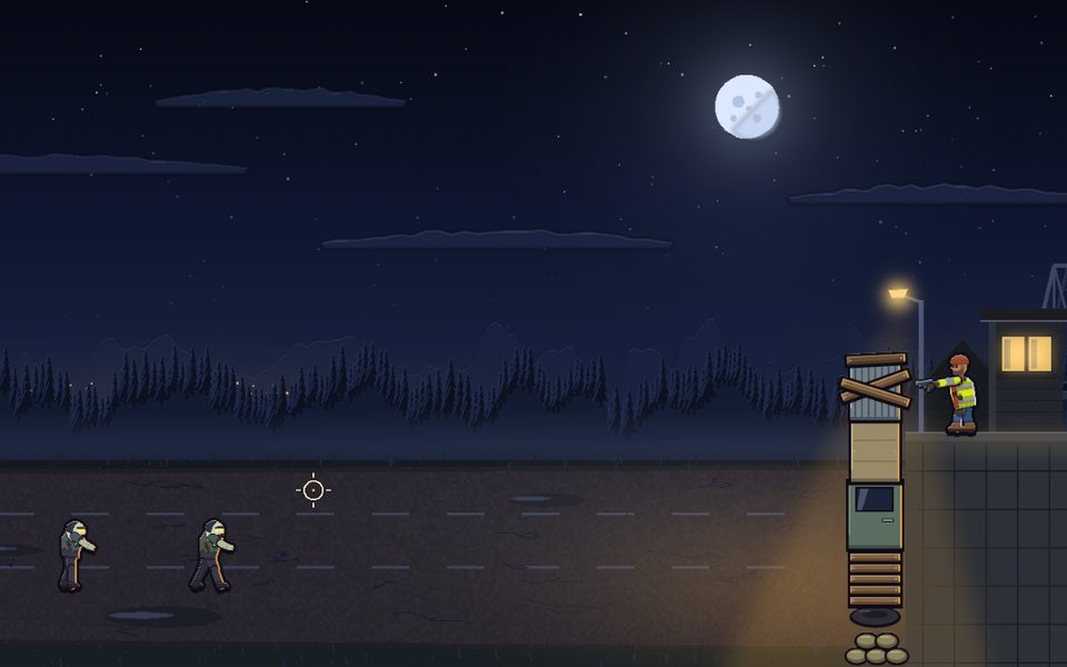 Hard Ground: Twenty Nights gameplay at night: the barricade on the last road out of Harlan Valley